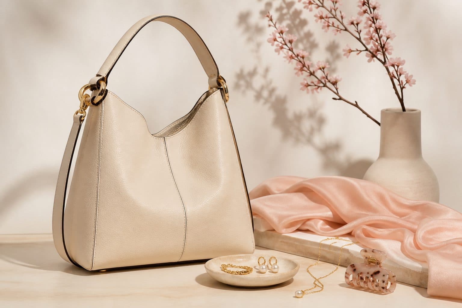 Boutique handbag, jewelry, and hair accessory editorial