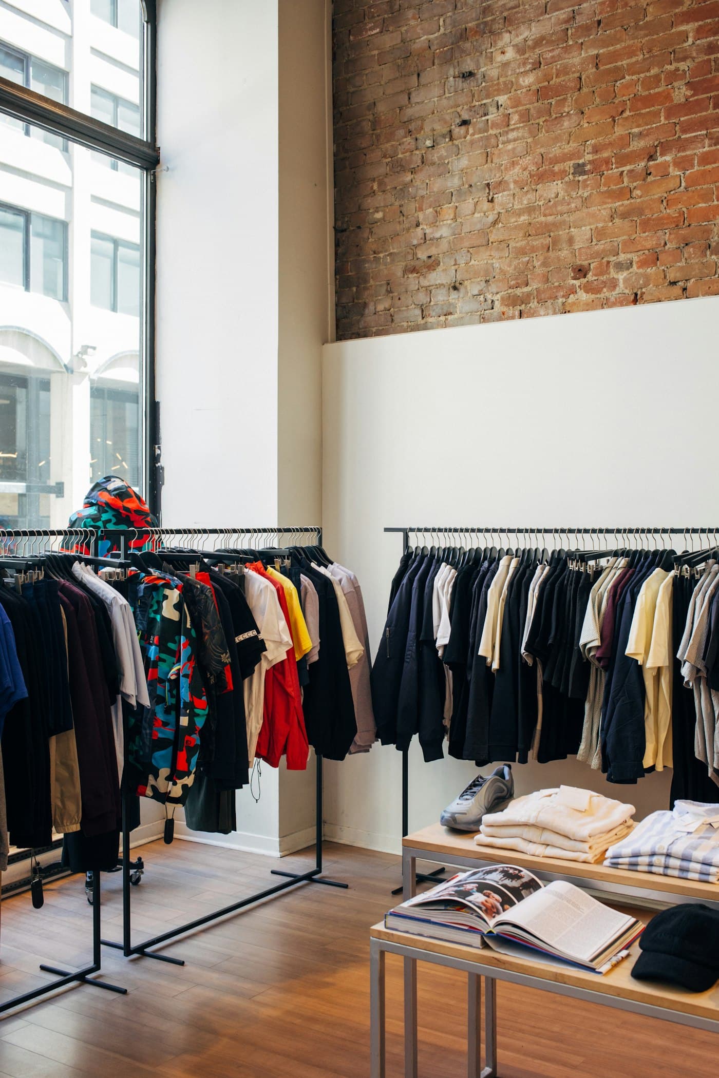 Boutique clothing racks ready for in-store shopping