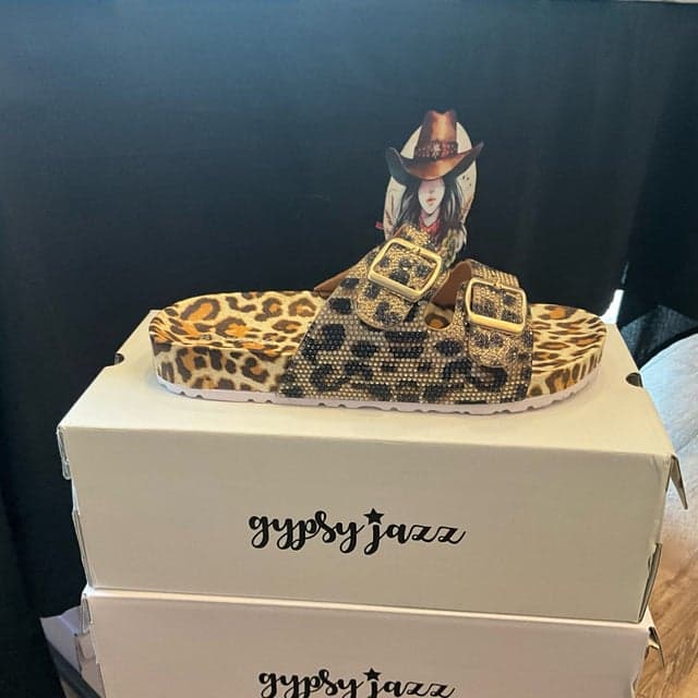 Gold Leopard Slides product photo from Small Town Gal Boutique Square storefront