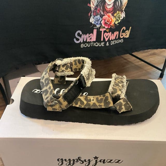 Hazey Leopard Sandal product photo from Small Town Gal Boutique Square storefront