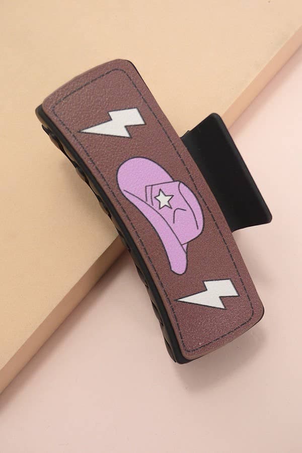 JUMBO FAUX LEATHER WESTERN COWGIRL HAIR CLAW | 40H787: HAT product photo from Small Town Gal Boutique Square storefront