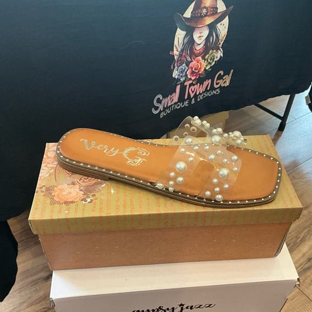 Pearl Beaded Sandals product photo from Small Town Gal Boutique Square storefront